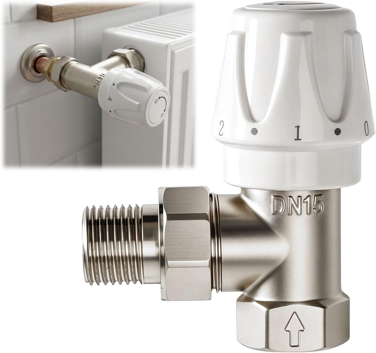 Handmatig radiatorventiel DN15, terugslagschroefdraad, hoekvorm thermostaatventiel, radiatorventiel, verwarmingsventiel