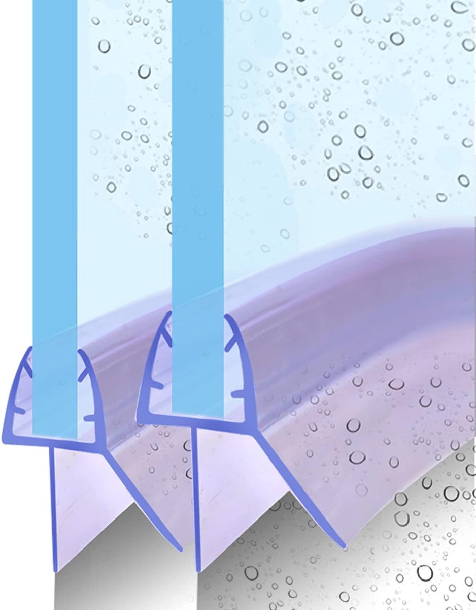 Doucheafdichting, gebogen, 2 x 60 cm, ronde douche, kwartcirkeldouche, glasdikte 6 mm / 7 mm / 8 mm, voorgebogen vervangende afdichting, douchecabine, douchedeur, bescherming