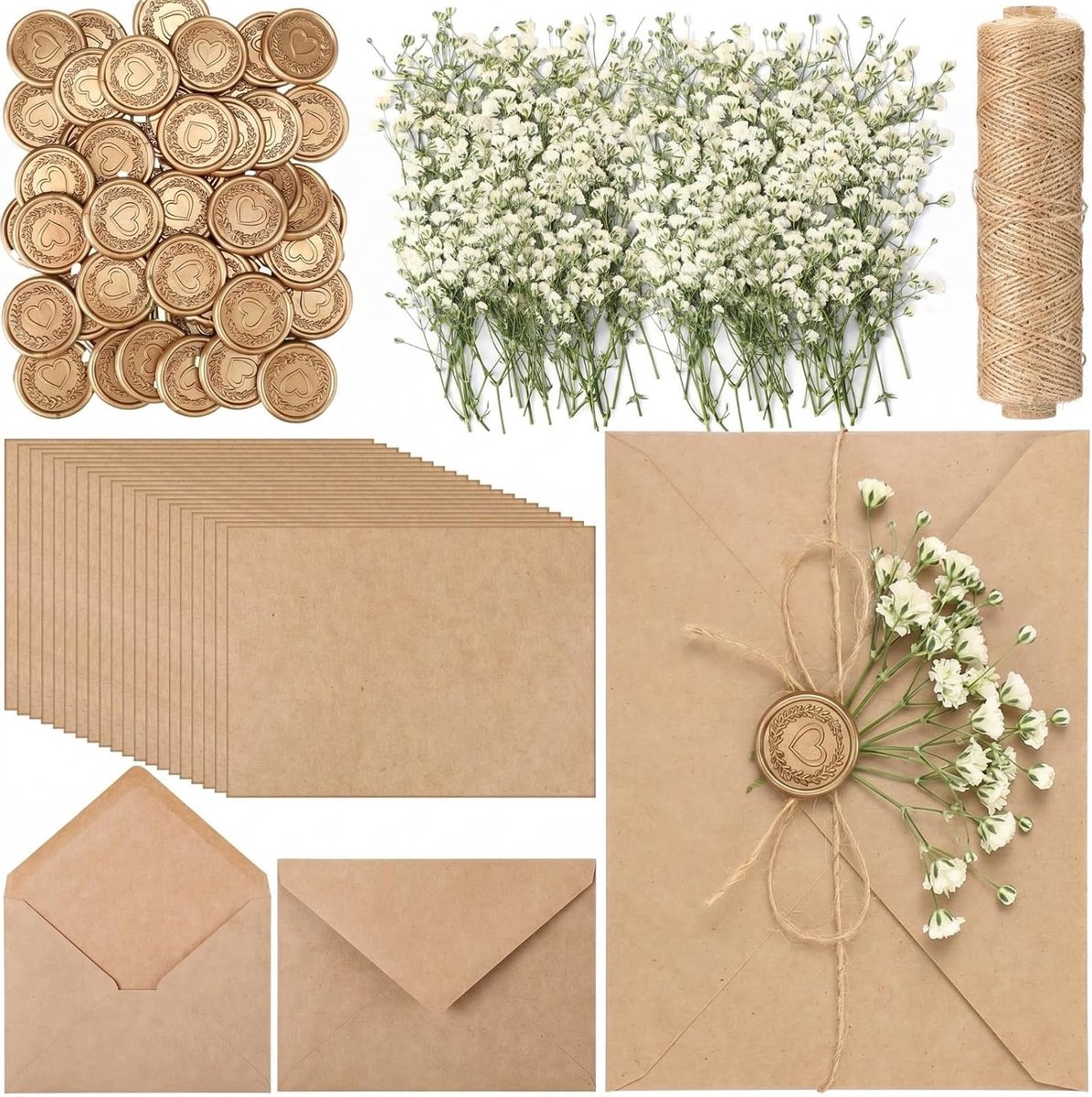 Uitnodigingen enveloppen set bevat vellum enveloppen voor 13 x 18 cm uitnodigingen zelfklevende gouden zegel waszegel stickers