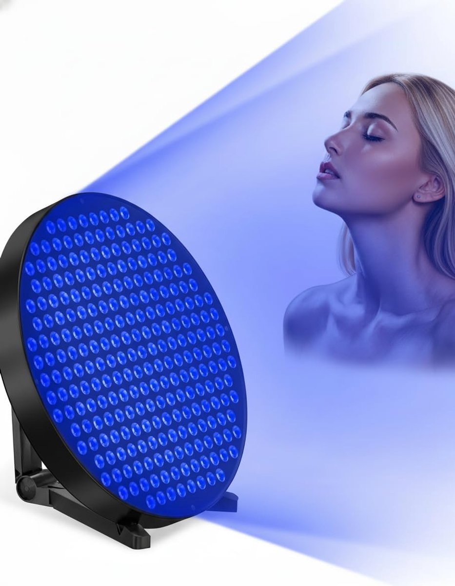 Solarium voor thuis, ronde bruiningslamp met 460 Nm x 250 leds, 50 W, instelbare standaard en ophangbare haken, gezichtsbruiner, solarium voor thuis en lichaam (zwart)