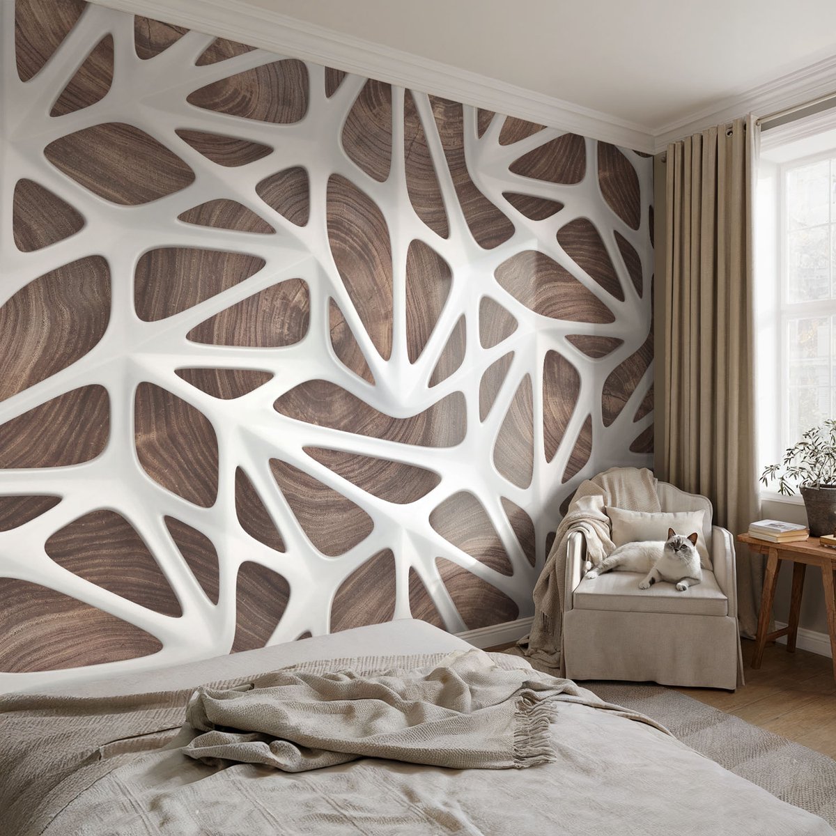 Coloray Vliesbehang - Wit Snellijm Behang - 104x70 cm - Dynamische Harmonie Fotobehang Vlies - Woonkamer behang Texturen - Muurschildering - Woonkamer behang