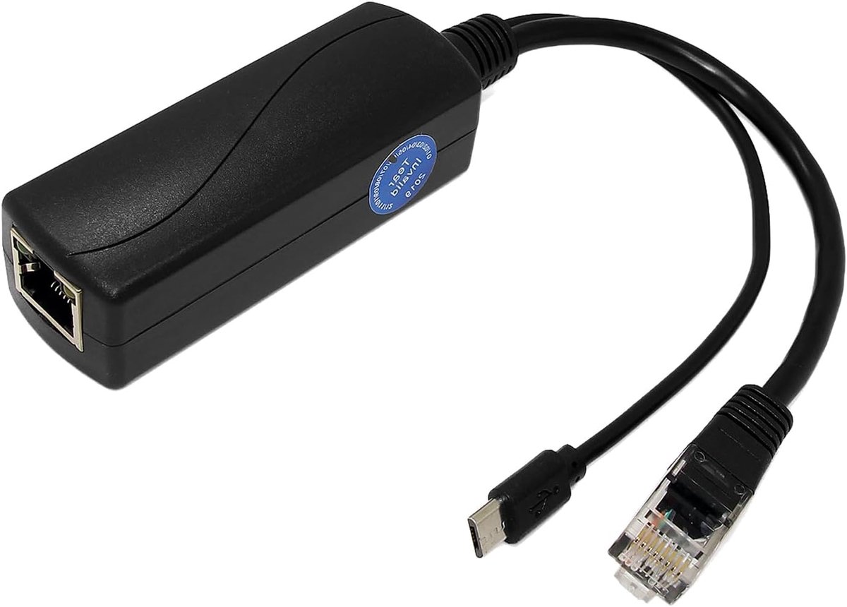 2.5G Micro USB PoE Splitter 5V/2.4A, PoE naar Micro USB 5V/2.4A 12W Uitgang, 2.5Gbps Gigabit Ethernet voldoet aan IEEE802.3af/at, Plug and Play voor Smart Home