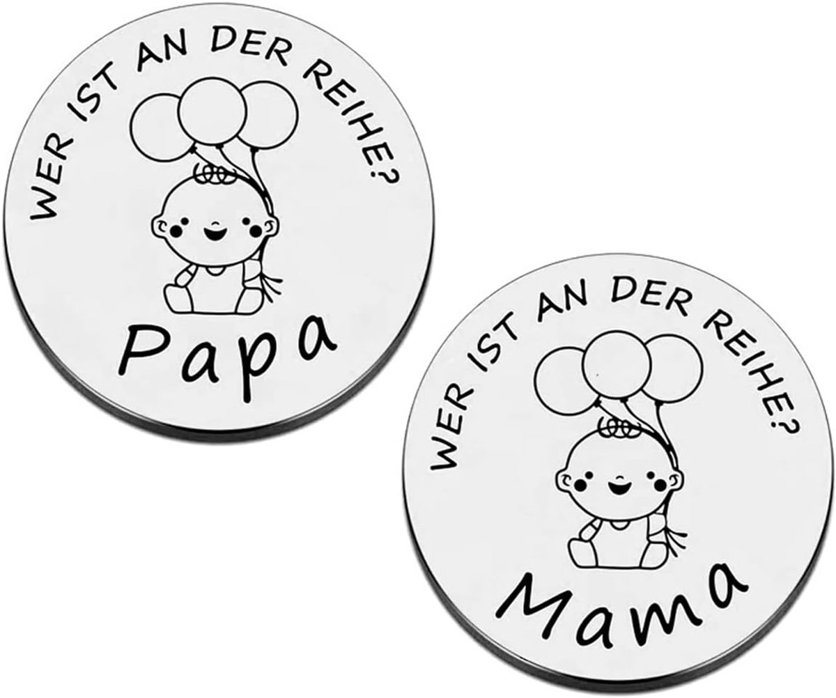 Pasgeboren beslissing munt roestvrij staal papa mama cadeau grappig ouderschap tool 30 mm diameter dubbelzijdig