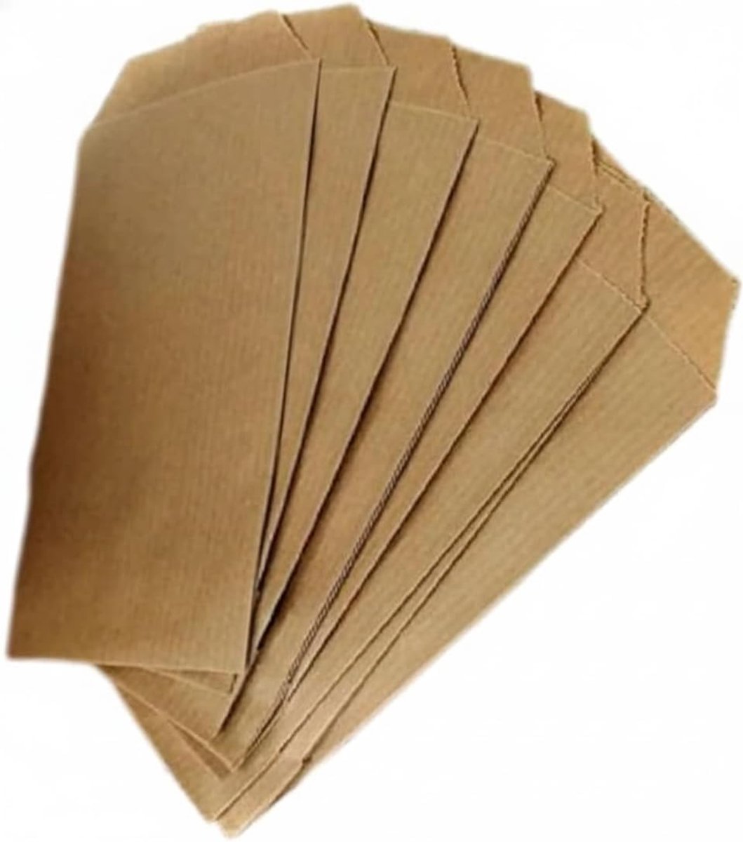100 platte zakjes van kraftpapier zonder plooien, kleine zakjes voor zaden, details, knutselen of geschenken, 100% recyclebaar en (medium, 8 x 12,5 cm)
