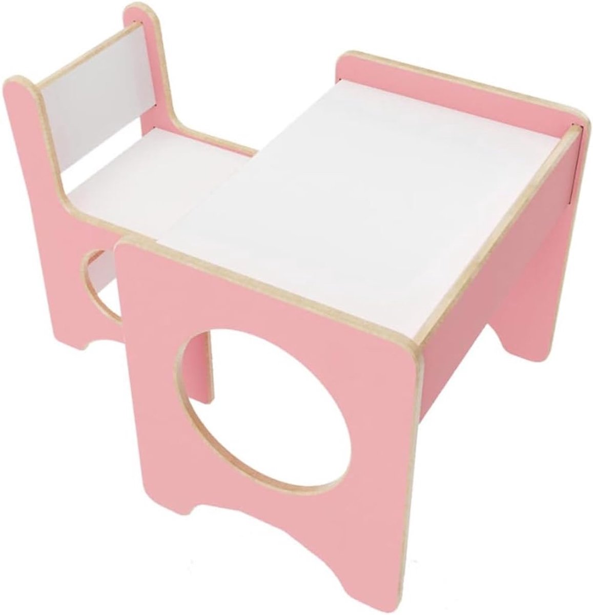 1 Stoel, Montessori Speeltafel, Kinderbureau Roze