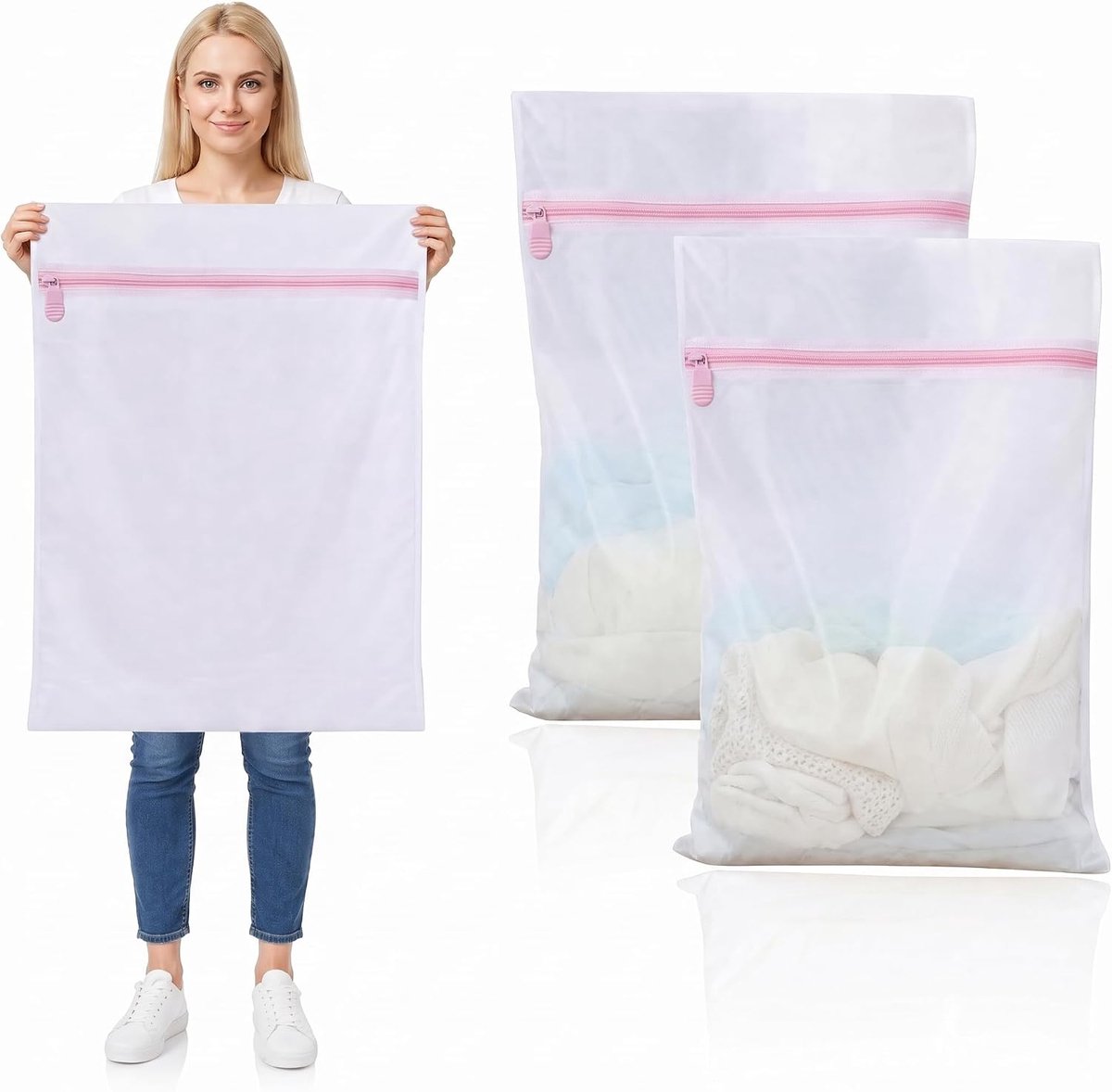 Wasnet voor wasmachine, 60 x 90 cm, 2 stuks