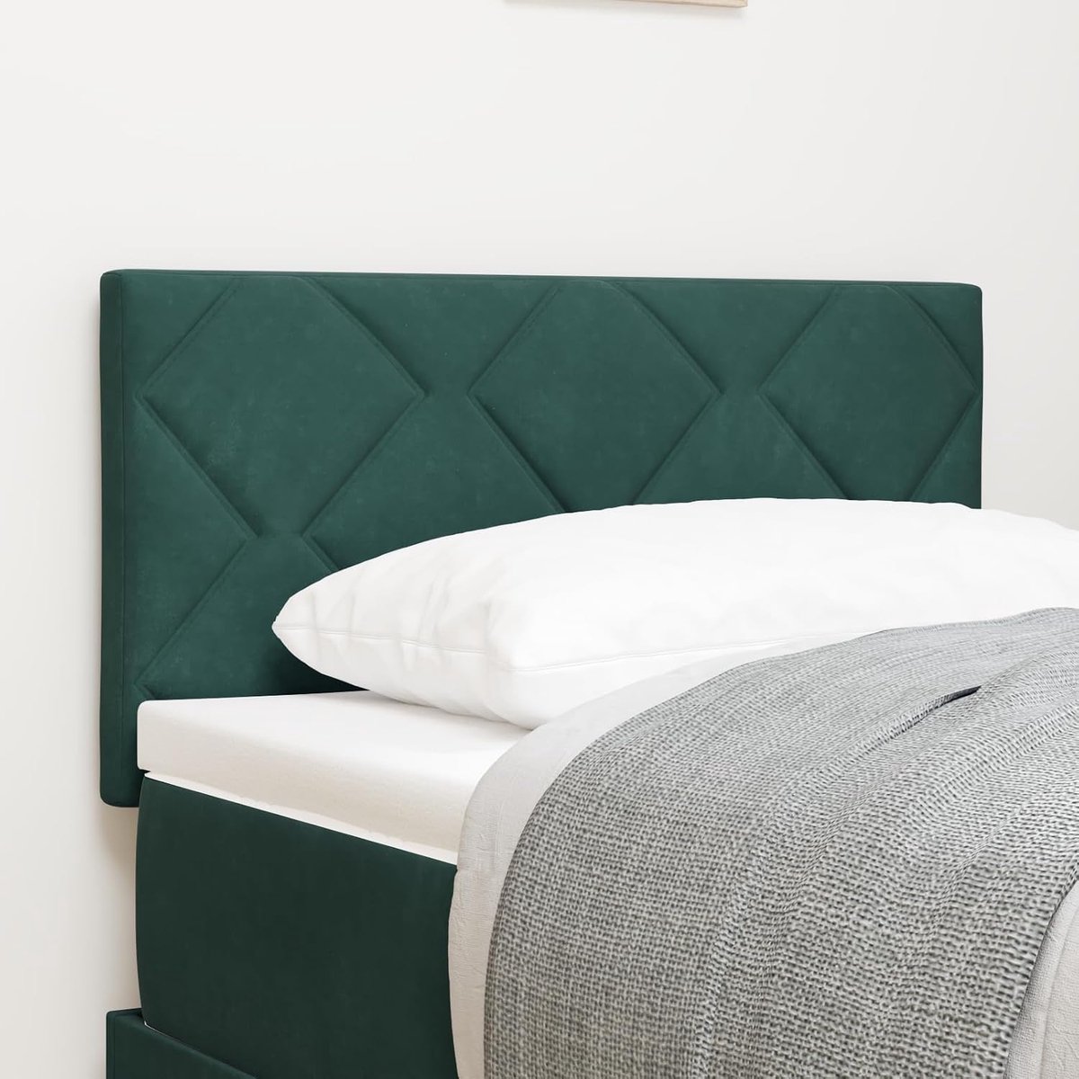 hoogte verstelbaar hoofdeinde met diamantblokdesign in donkergroen, 80 cm fluweel, wandgemonteerd voor ruimtebesparend modern wonen, gevoerde rugsteun van zachte stof