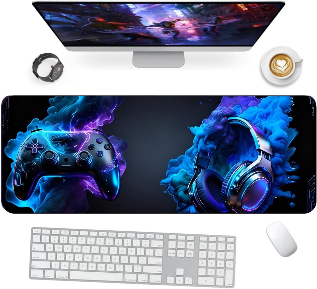 muismat, 80 x 30 cm, bureauonderlegger, groot formaat, antislip en duurzaam, geschikt voor dagelijks gebruik op kantoor en voor gaming