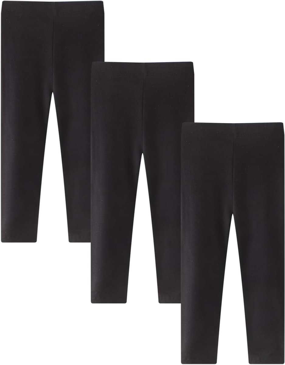 Leggings voor meisjes, set van 3, katoen, lang, elastisch, effen, van 6 maanden tot 6 jaar