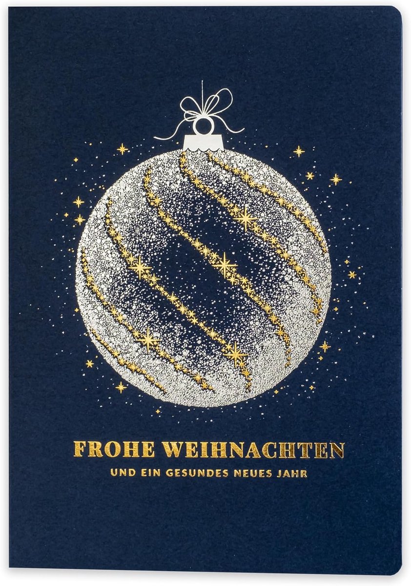 Kerstkaarten - set van 10 kaarten met dezelfde kaarten, 120 x 170 mm, verguld en reliëf kerstmotieven, van sieradenpapier met inzetstukken en enveloppen