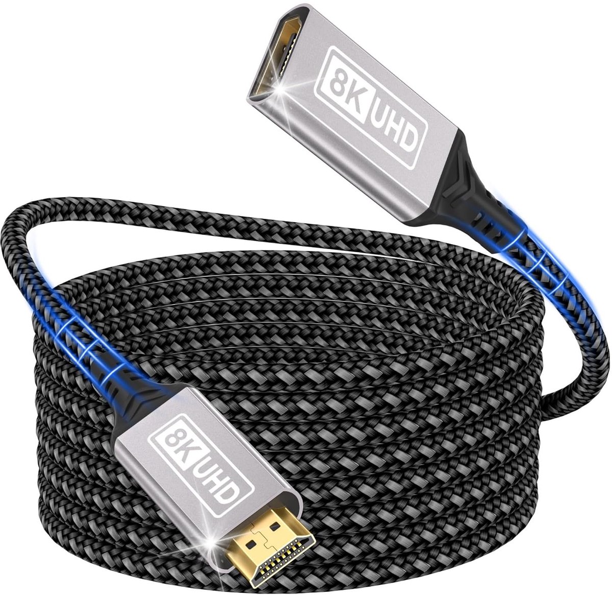 HDMI-verlengkabel van 1,5m,10K 8K@60HZ 4K@144HZ HDMI 2.1-verlengkabel mannelijk naar vrouwelijk 48Gbps Ultra High Speed UHD HDCP Dynamic HDR10+ eARC compatibel met PS5/PS4 TV-stick HDTV-projector
