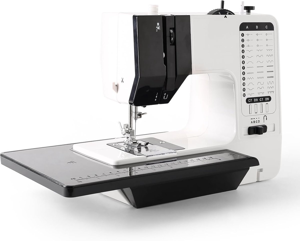 Naaimachines, elektronische naaimachine met 12 steken, dubbele schroefdraad, met een expansietafel, niet-verblindend ledlicht, voor kinderen en beginners