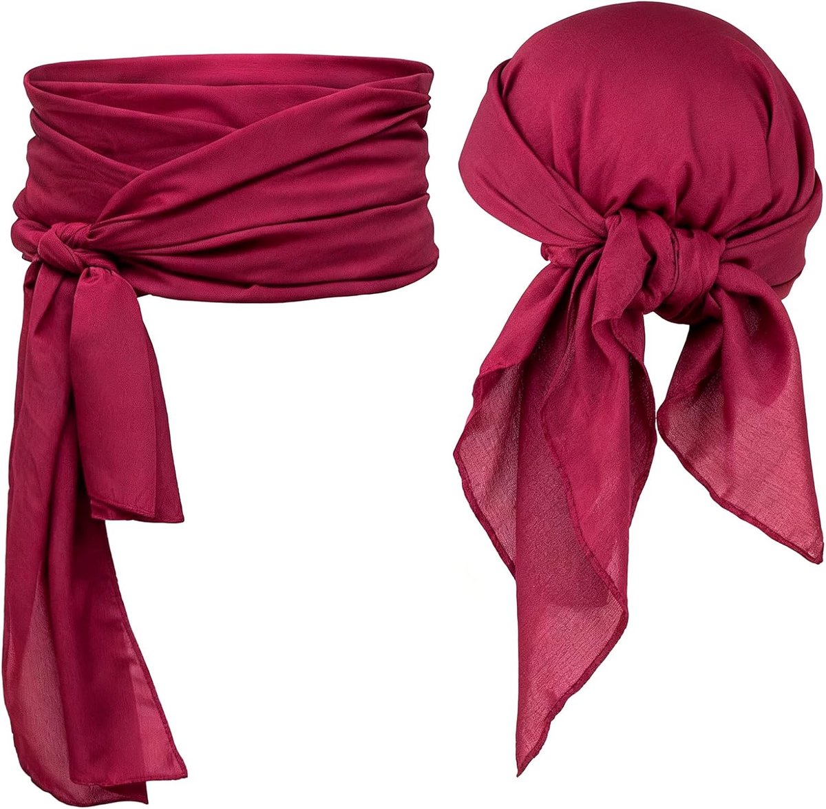 Kostuum accessoireset, piratenkapitein accessoires met hoofdband en tailleriem, voor carnaval en Halloween (wijnrood, stuk, 2)