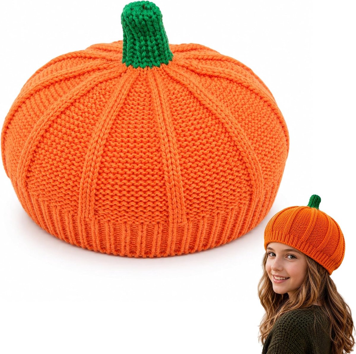 Pompoenmuts voor baby's, kinderwintermuts, pompoenhoed, Halloween-kostuum voor kinderen, pompoen, beanie, muts, jongens en meisjes