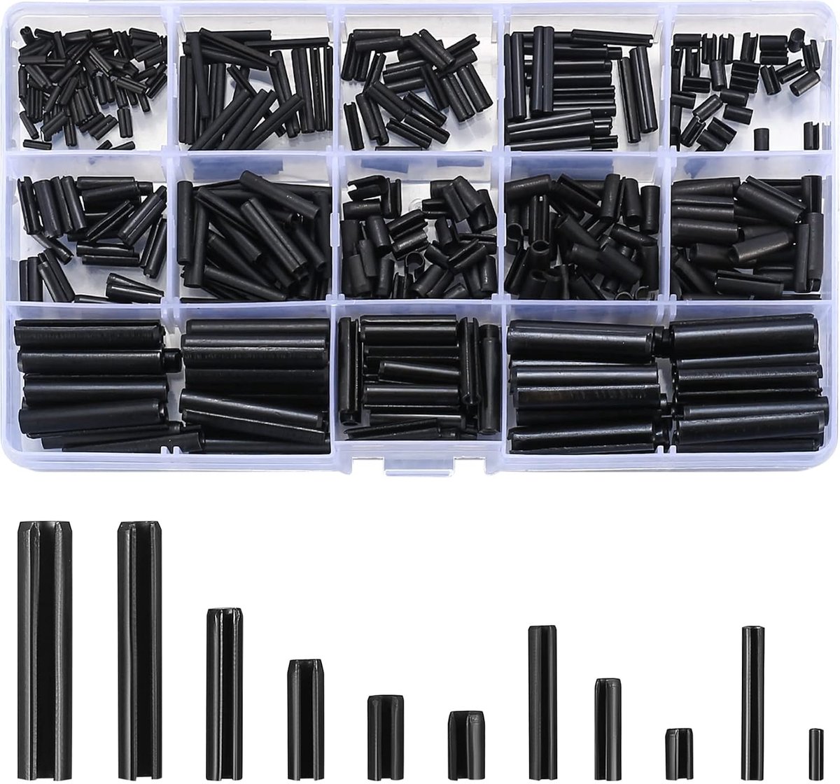 460 Stuks Assortiment Spanspelden, Borgpennen, Hollow Pins, Manganese Steel - M1.5/M2/M2.5/M3/M4/M5/M6