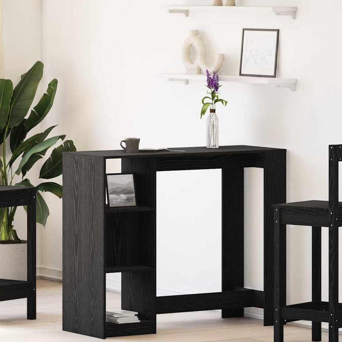 Moderne bartafel met plank 124x46x103.5 cm Zwart