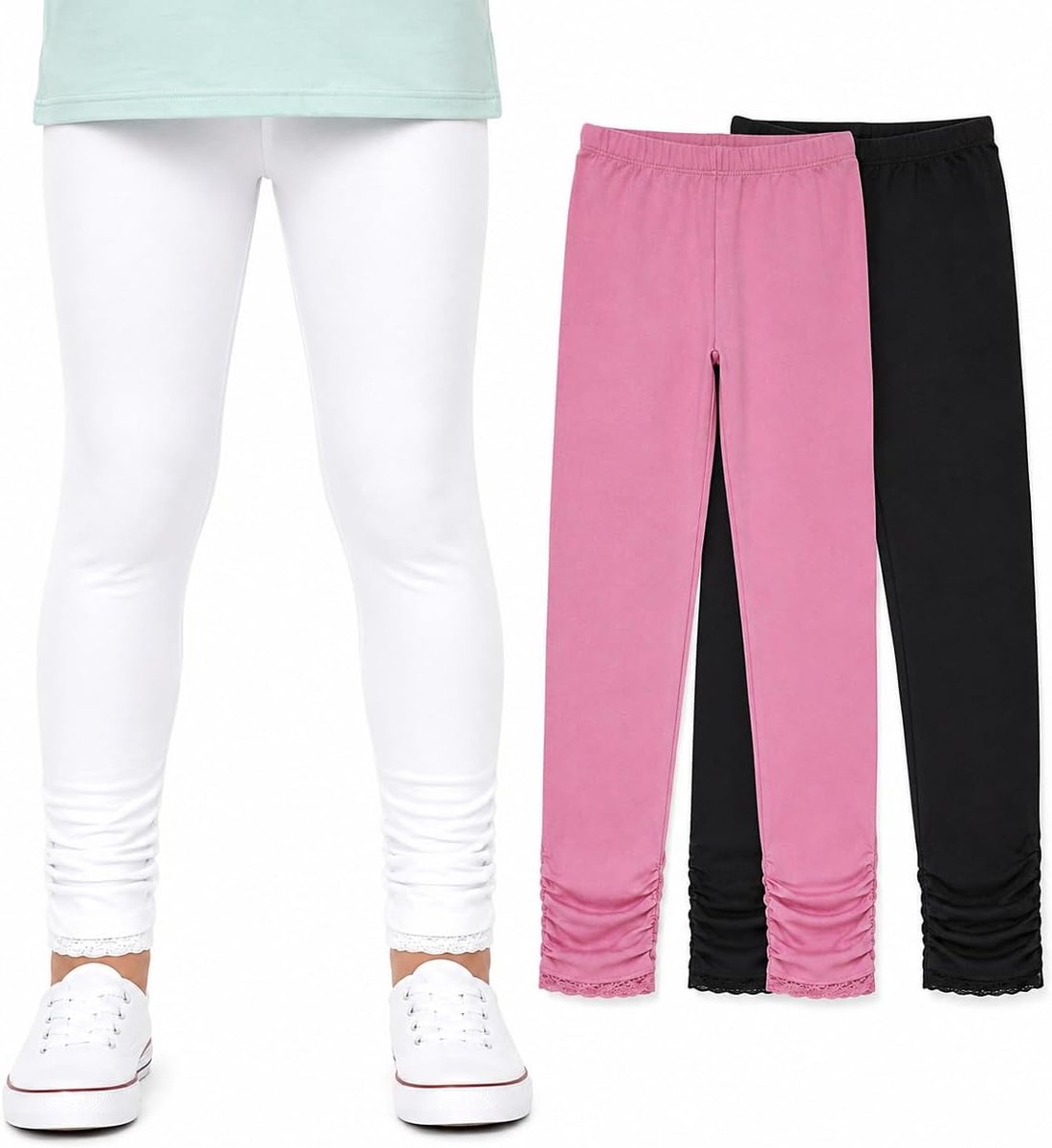 Leggings: Kinderen Katoen Zacht Stretch Dans Tights 3Pcs Set