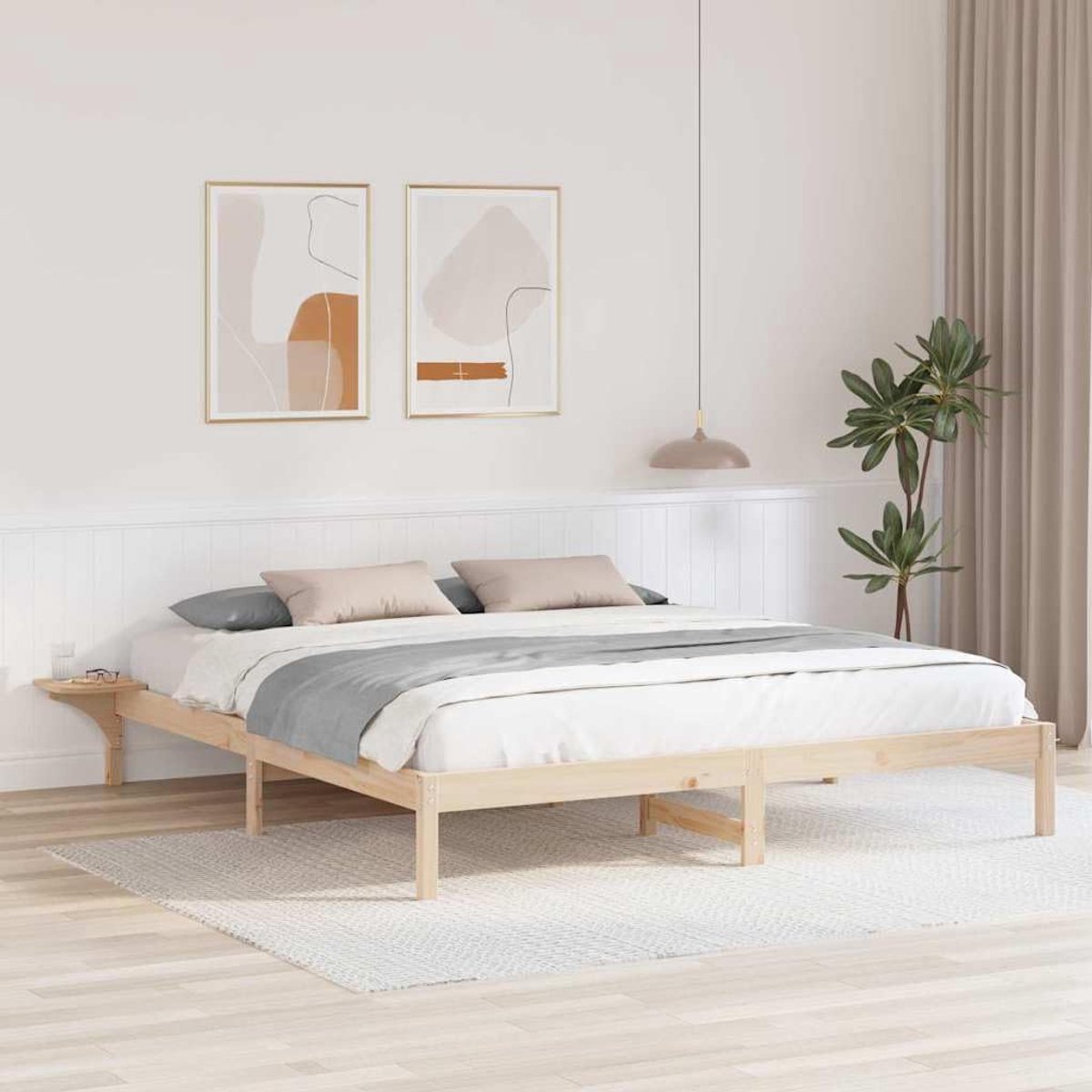 Grenenhout modern minimalisme Bedframe 200x200 cm Bruin