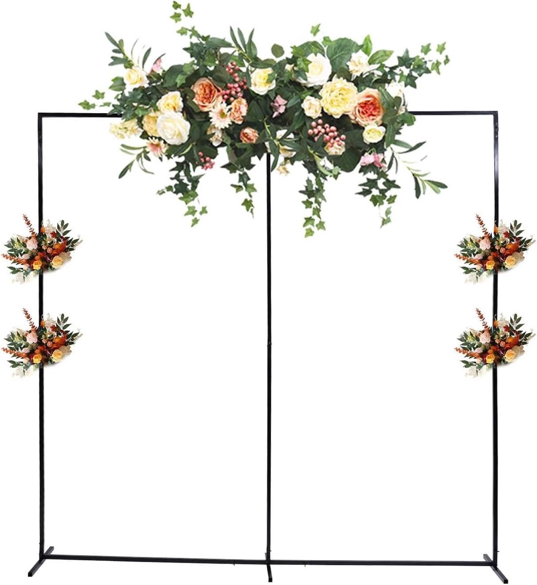 2,3 x 2,3 m bruiloftsboog, achtergrondstandaard, vierkante metalen boog, ballonboog voor bruiloften, feestdecoratie, zwart
