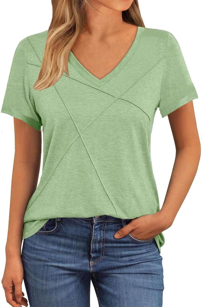 T-shirt korte mouwen V-hals bovenstuk zomer elegant katoenen shirts casual tops