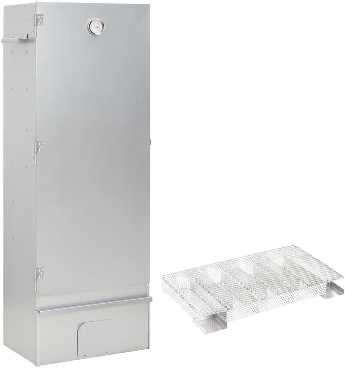 Rookoven van verzinkt staal met koude rookgenerator, thermometer, haken en houtsnippers, outdoor rookkast voor vis en vlees, 44,5 x 29 x 110 cm