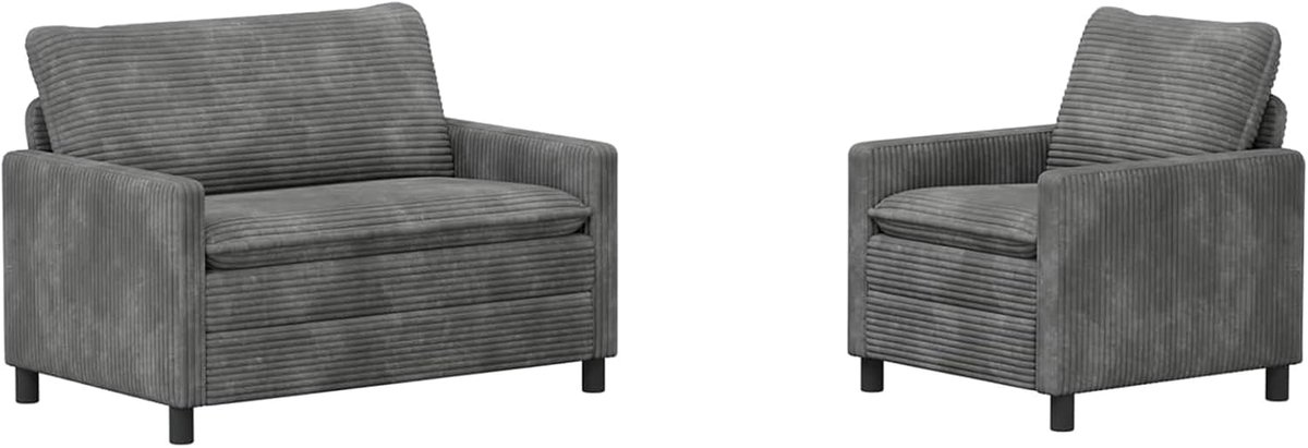 Sofa set 2 stuks lichtgrijs polyester, moderne bank gestoffeerde bank loungesofa voor woonkamer slaapkamer speelkamer 3417052