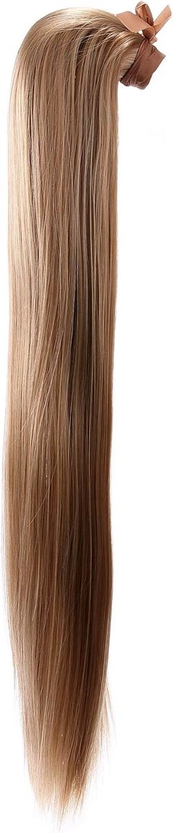 Antistatische 60 cm lange clip-in haarverlenging haarstukje paardenstaart beige blond BL70