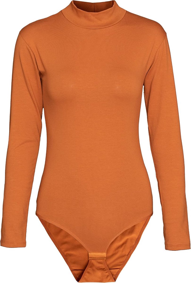 Damesbody met lange mouwen, ondoorzichtige bodysuit met halve kraag voor vrouwen, body met lange mouwen van katoen, bodyshaper, jumpsuit