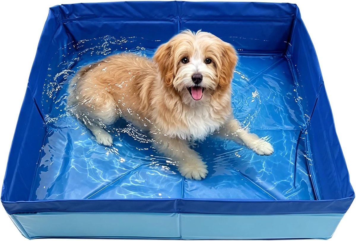 Kinderbad voor huisdieren, opvouwbaar, vierkant, mini-hondenzwembad voor puppy's, kleine honden en katten, draagbaar waterspeelbad voor tuin, balkon, reizen