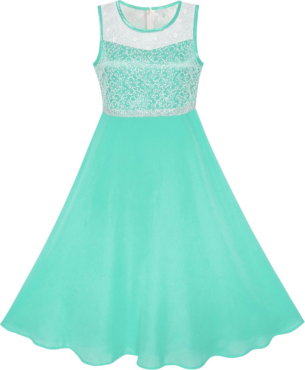 Fashion Bloemenmeisjesjurk Strass Chiffon Formele Feestjurk 110-158