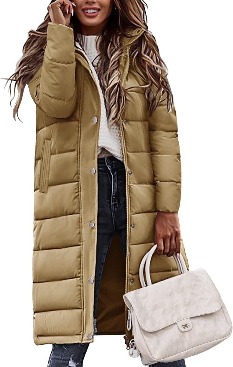 Damesjas, winterjas, gevoerde jas, warme parka, sweatvest met capuchon, gewatteerde jas, lange jas, outwear, winddicht