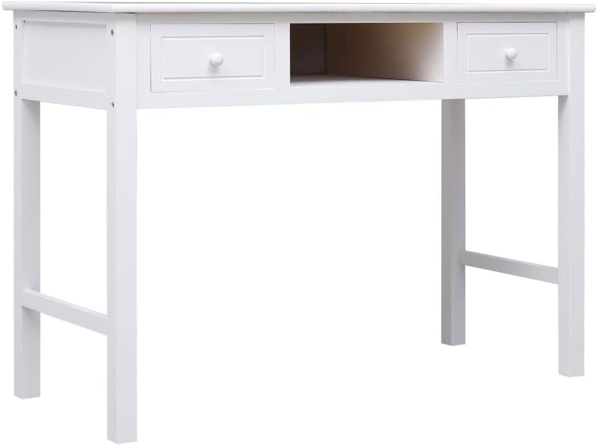 Consoletafel, computertafel, houten bureau met 2 laden, 1 open vak, werktafel, bijzettafel, leestafel, sideboard, console, van paulownia-hout en populierenhout, 110 x 45 x 76 cm