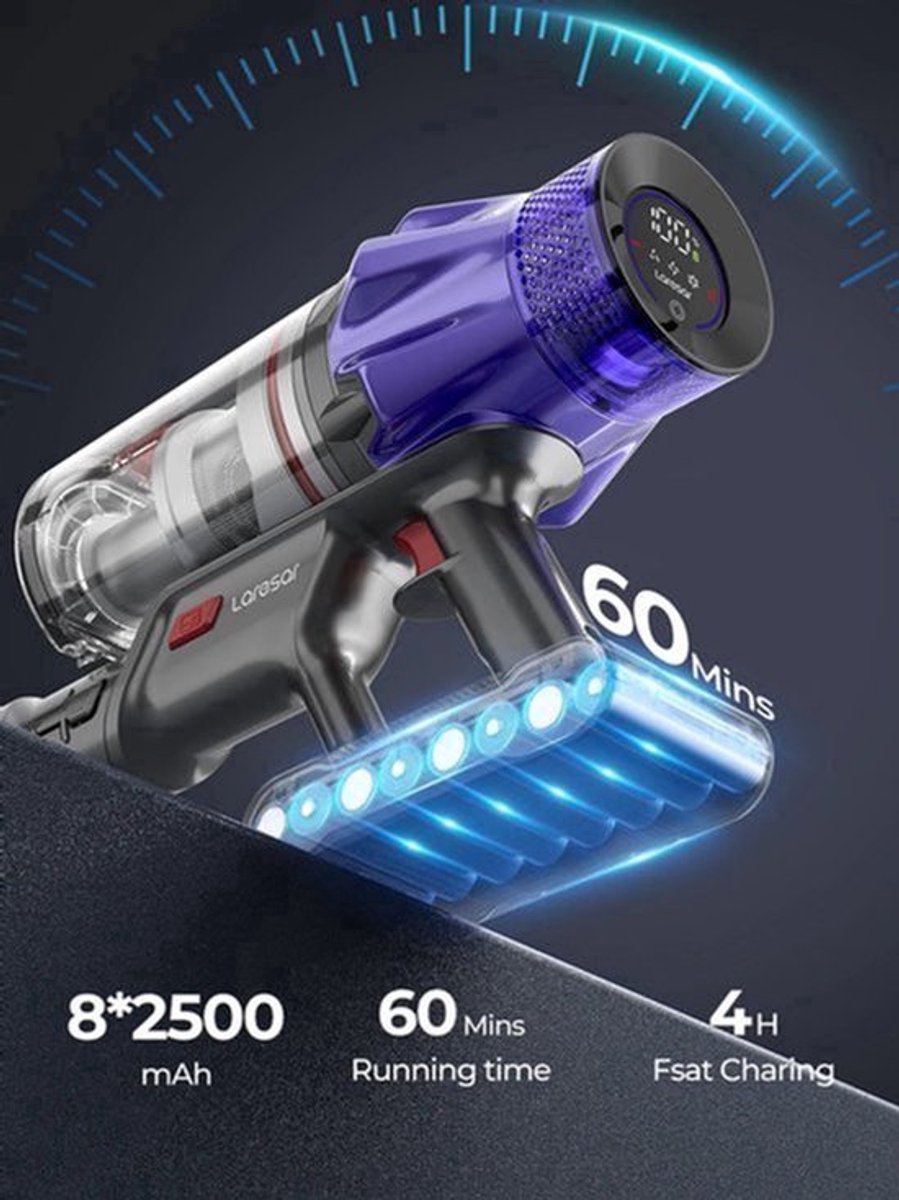 Snoerloze stofzuiger - Handheld - 500W - 50KPA zuigkracht - Verwijderbare batterij