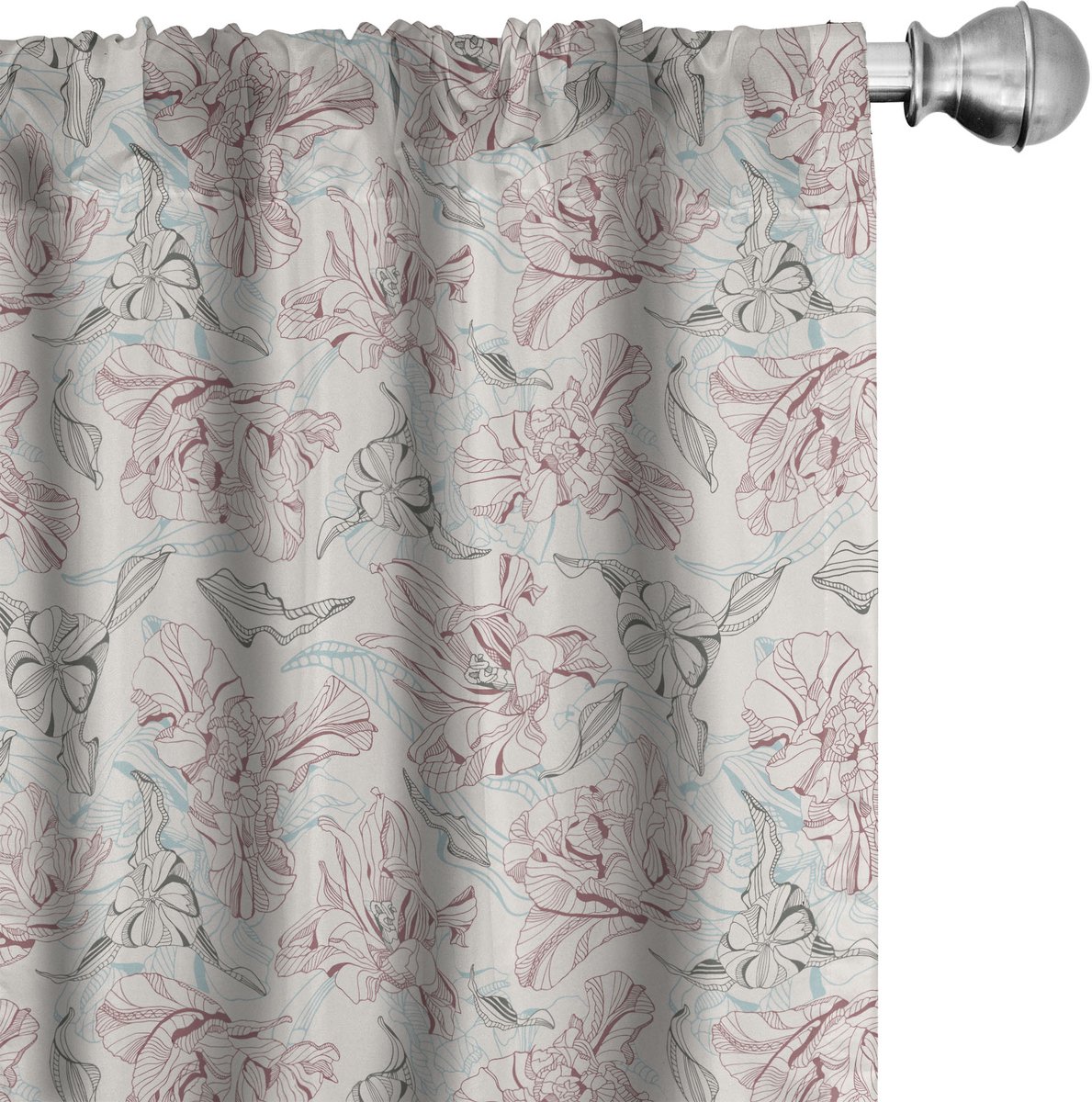 ABAKUHAUS Vintage Raamgordijnen, Pastel Design Tulpe Bloemen, Lichtgewicht decoratieve 2-delige set met roedezak, 2 stuks 75 cm B x 245 cm L, Champagner Blasse Roze