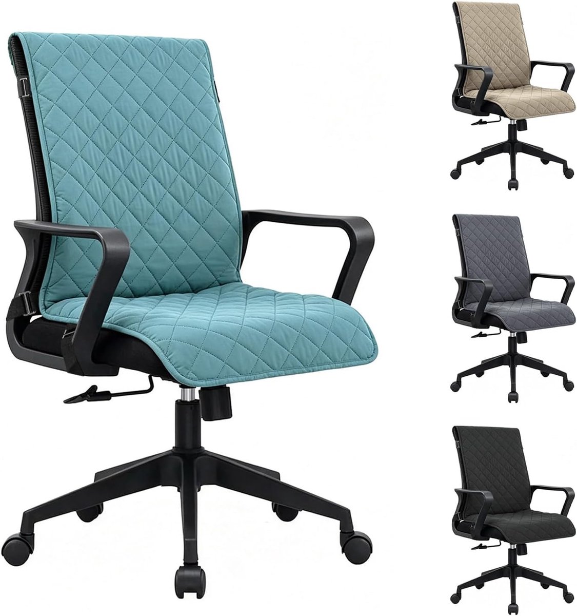 stoelhoezen met elastische riemen, afneembare bureaustoelhoes, antislip, stretch, universeel, voor kantoor, keuken, restaurant (grijsblauw)
