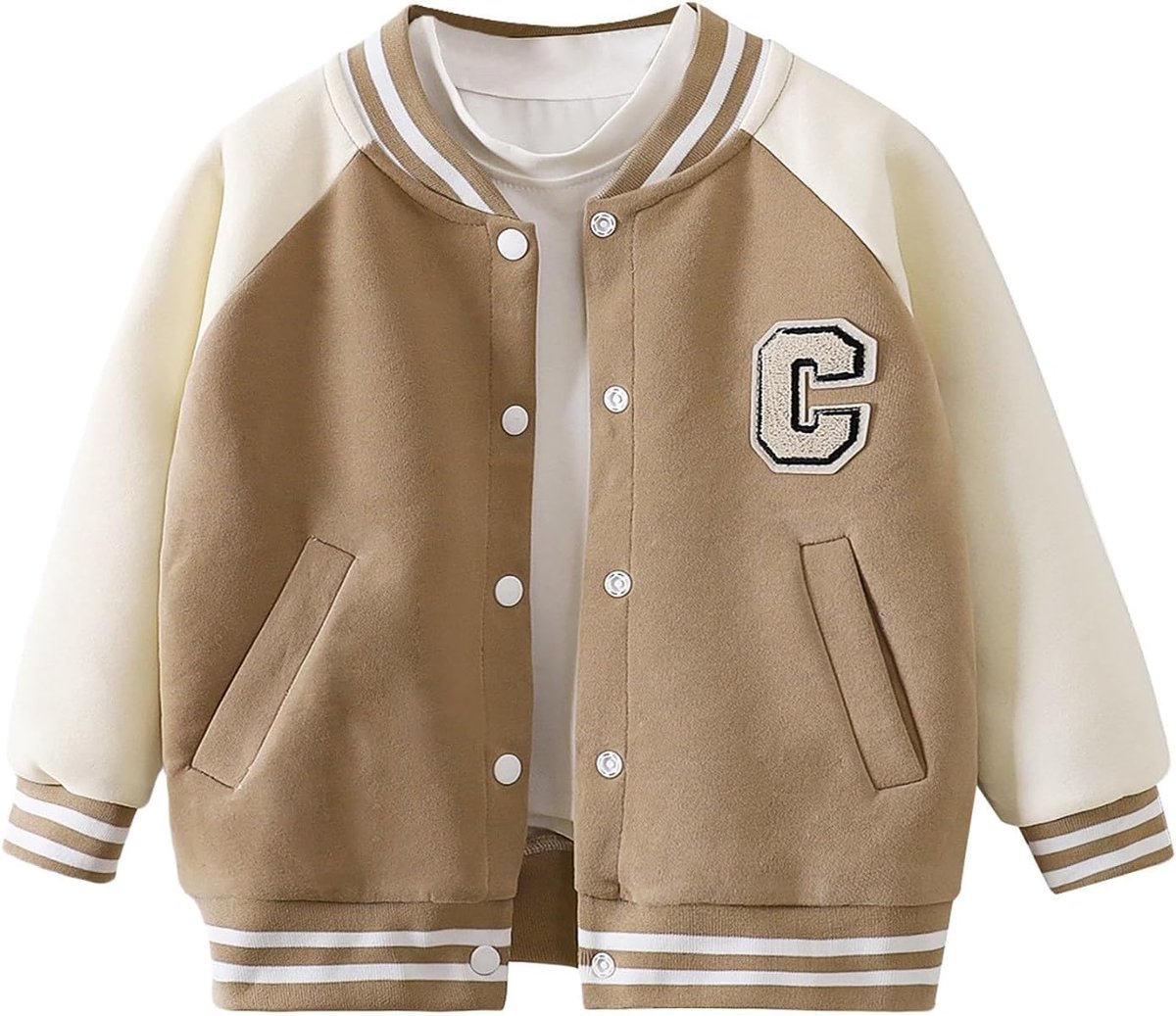 Honkbaljas voor jongens, gewatteerde jas voor herfst en lente, comfortabele outfit voor school en uitgaan, sportieve look voor meisjes en jongens, 4-12 jaar