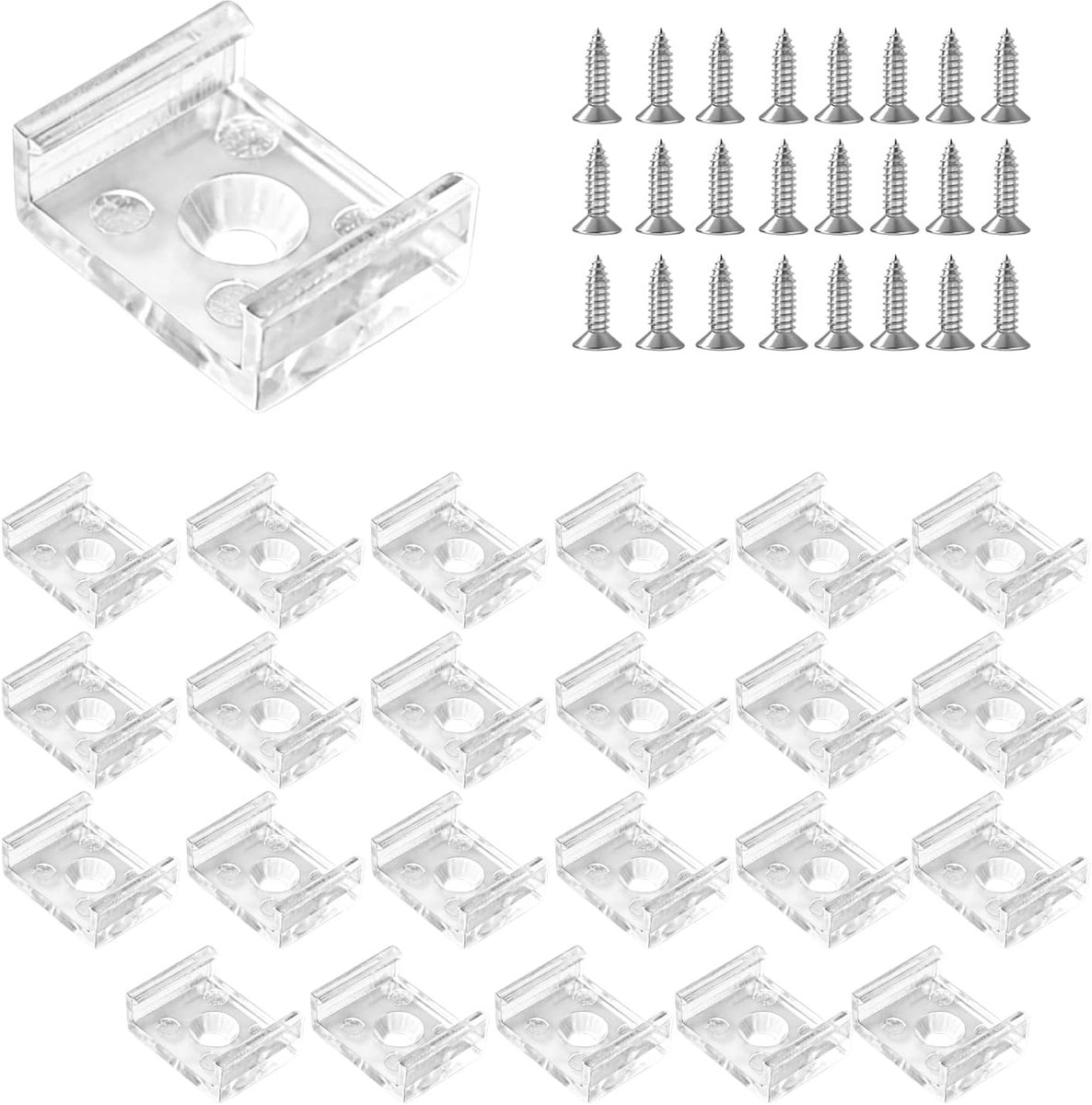24 stuks transparante clips met schroeven, accessoires voor 10/12/13/15/17 mm led- en COB-lichtstrips, eenvoudige montage voor flexibele binnenverlichting (voor 13 mm)