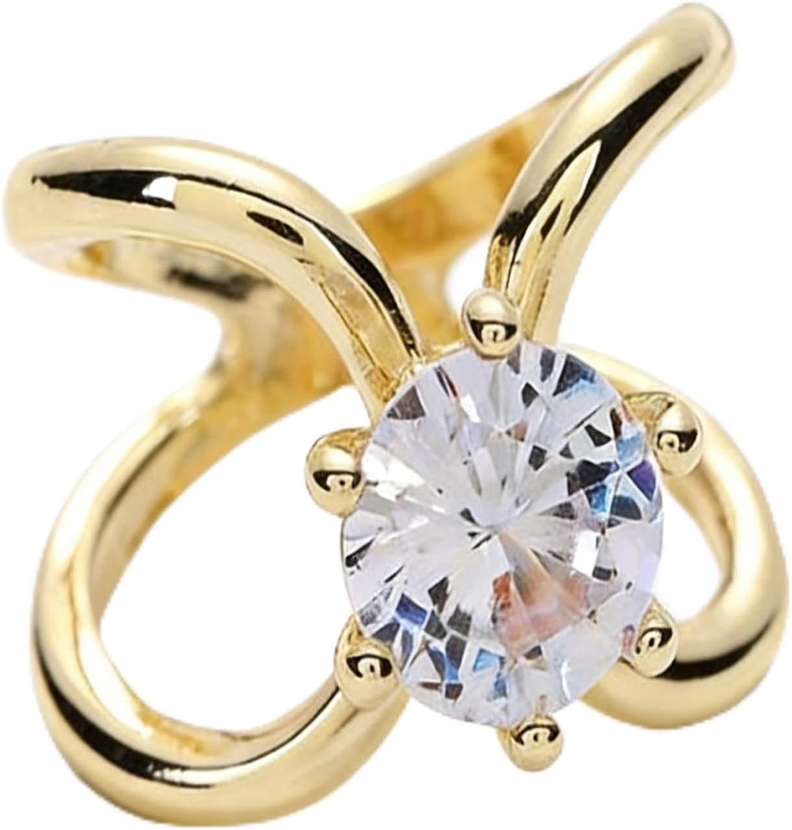 4 x X-vormige sjaalringen met glanzende zirkonia, elegant voor zijden sjaals, goudkleurig