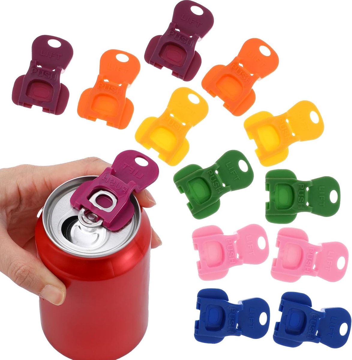 12 Stks Pop Blikopener, Kleurrijke Handige Flacon Opener Draagbare Blik Toppers voor Soda Coke Bier Aluminium Blikken Pull Off Tab Drank Barricade