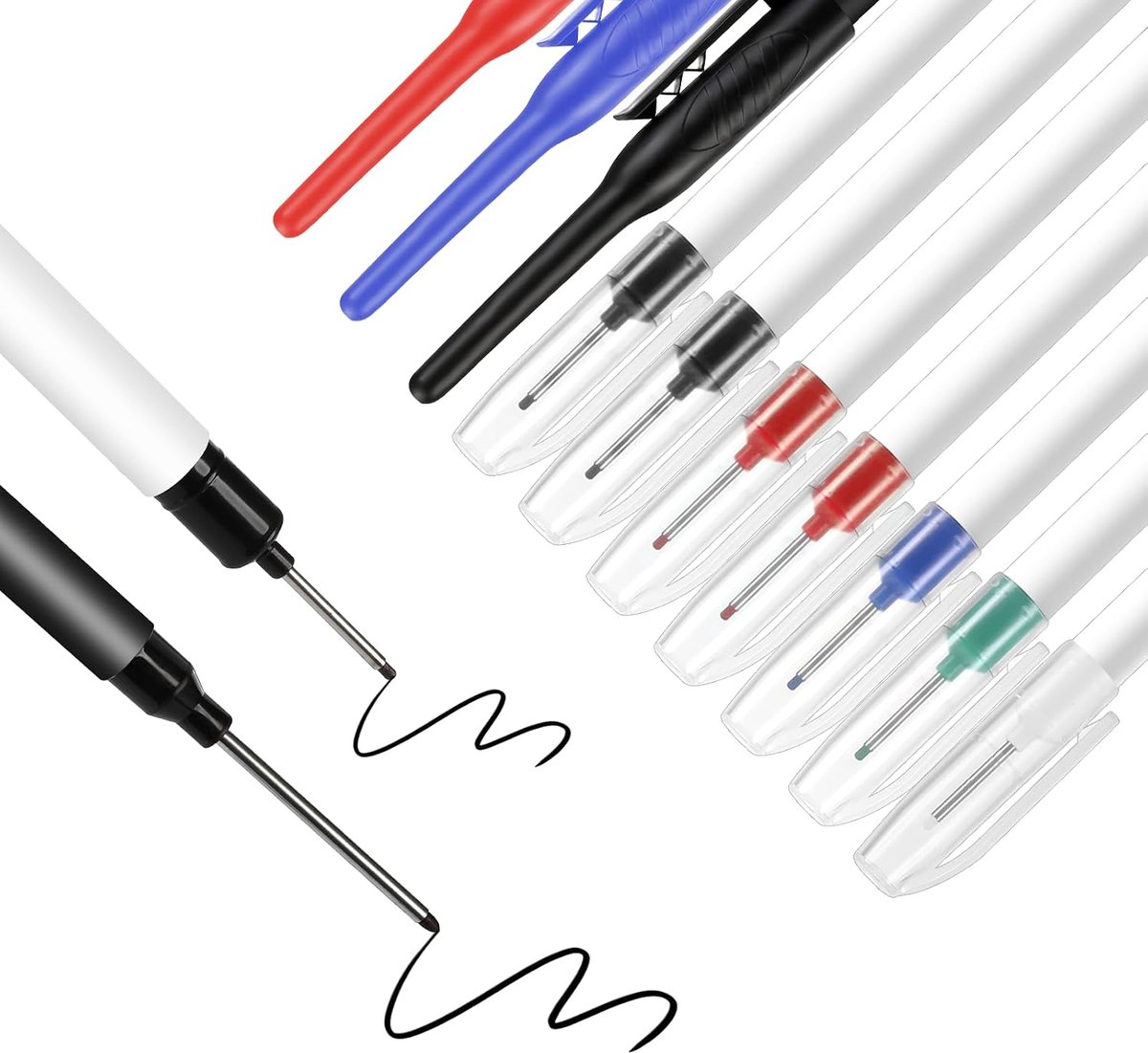 Set van 10 diepe gatmarkers, 20 mm en 45 mm punten, dieptegatmarkers, geen lekken van inkt, hout- en muurmarkeringen, in 5 kleuren