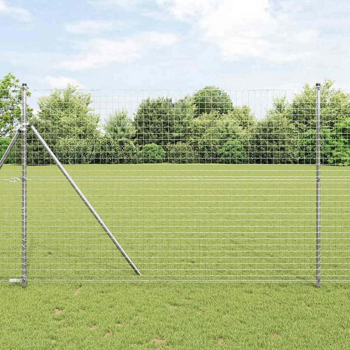 Hekpalen 13 stuks Ø 32 mm 200 cm verzinkt staal, tuinhekken draadomheining voor hekken, groentebedden, kippenren weidegrond 42004231