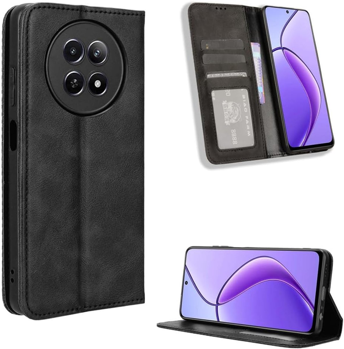 12 5G/ 12X 5G Telefoonhoesje - Flip-hoesje met Portemonnee en Standaard - Beschermende Case en Cover - Perfecte Pasvorm - Zwart