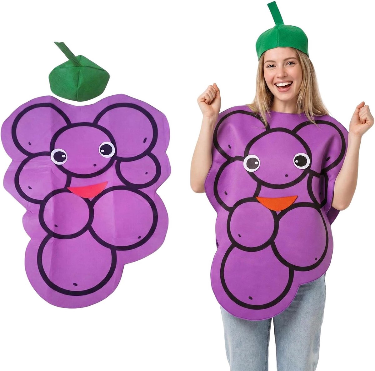 Kostuum voor volwassenen, fruit, comfortabel en grappig, grappig kostuum met kokbedekking, voor carnaval, feesten, cosplay, carnaval, kostuums en thema-evenementen