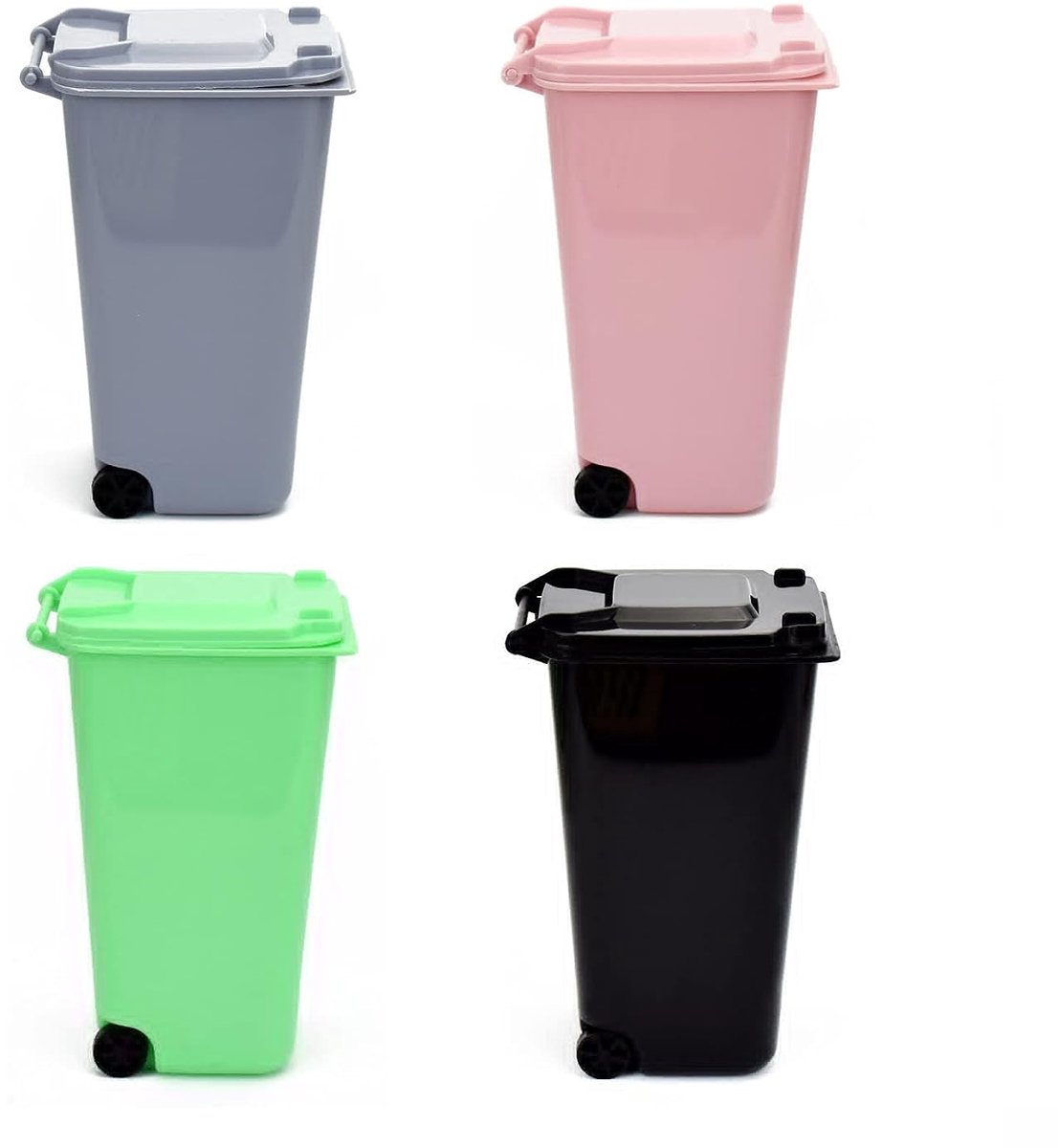Prullenbak met deksel Swing Top Kleine Prullenbak Pen Houder voor Auto Slaapkamer Kantoor Desktop (4 Stks