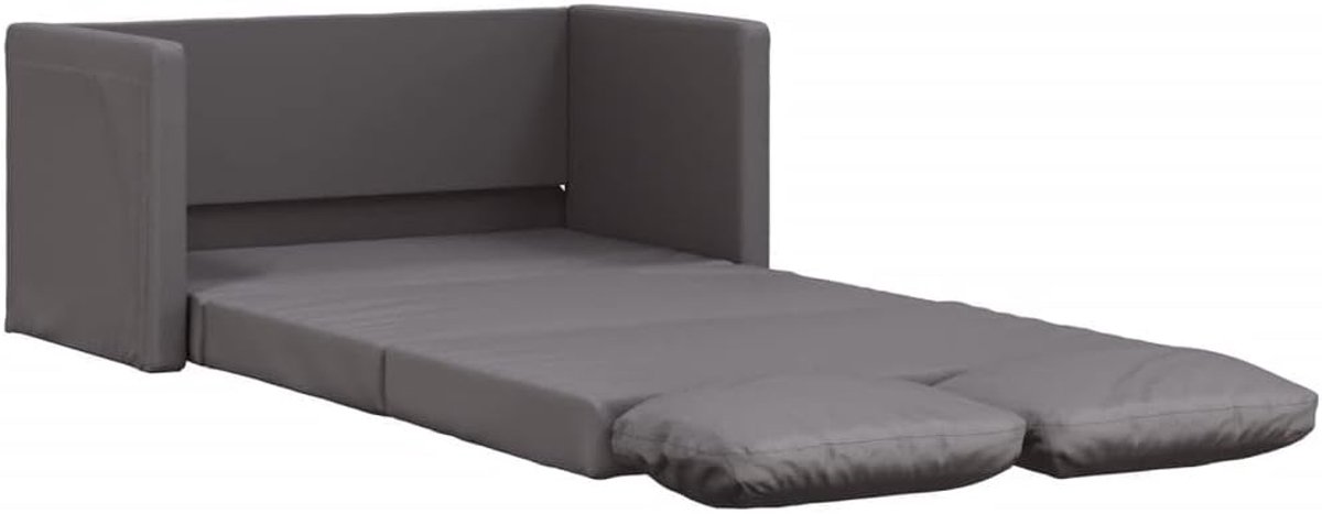 Vloerbank met slaapfunctie, grijs, 112 x 174 x 55 cm, kunstleer, voor woonkamer, slaapkamer, logeerkamer