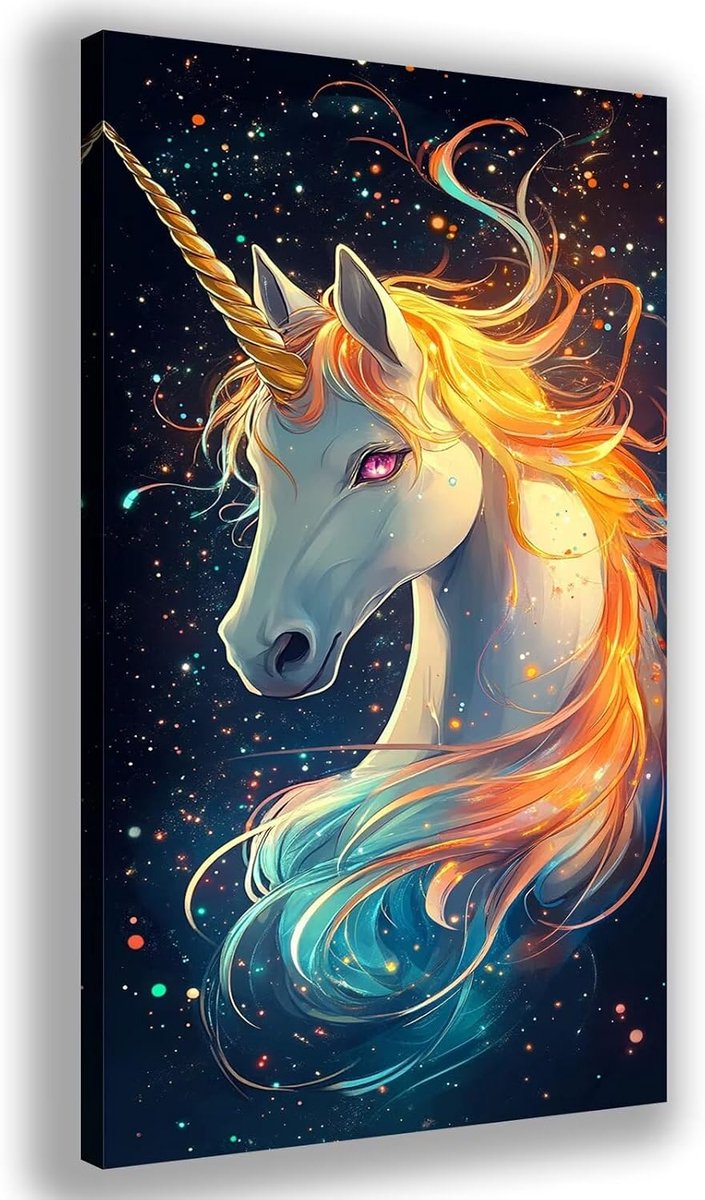 Unicorn Diamond Painting Set voor volwassenen, 5D Diamond Painting set, dierendesign, 70 x 140 cm canvas, mozaïek strass, diamantschilderij, borduurwerk, kruissteek, tijdverdrijf voor