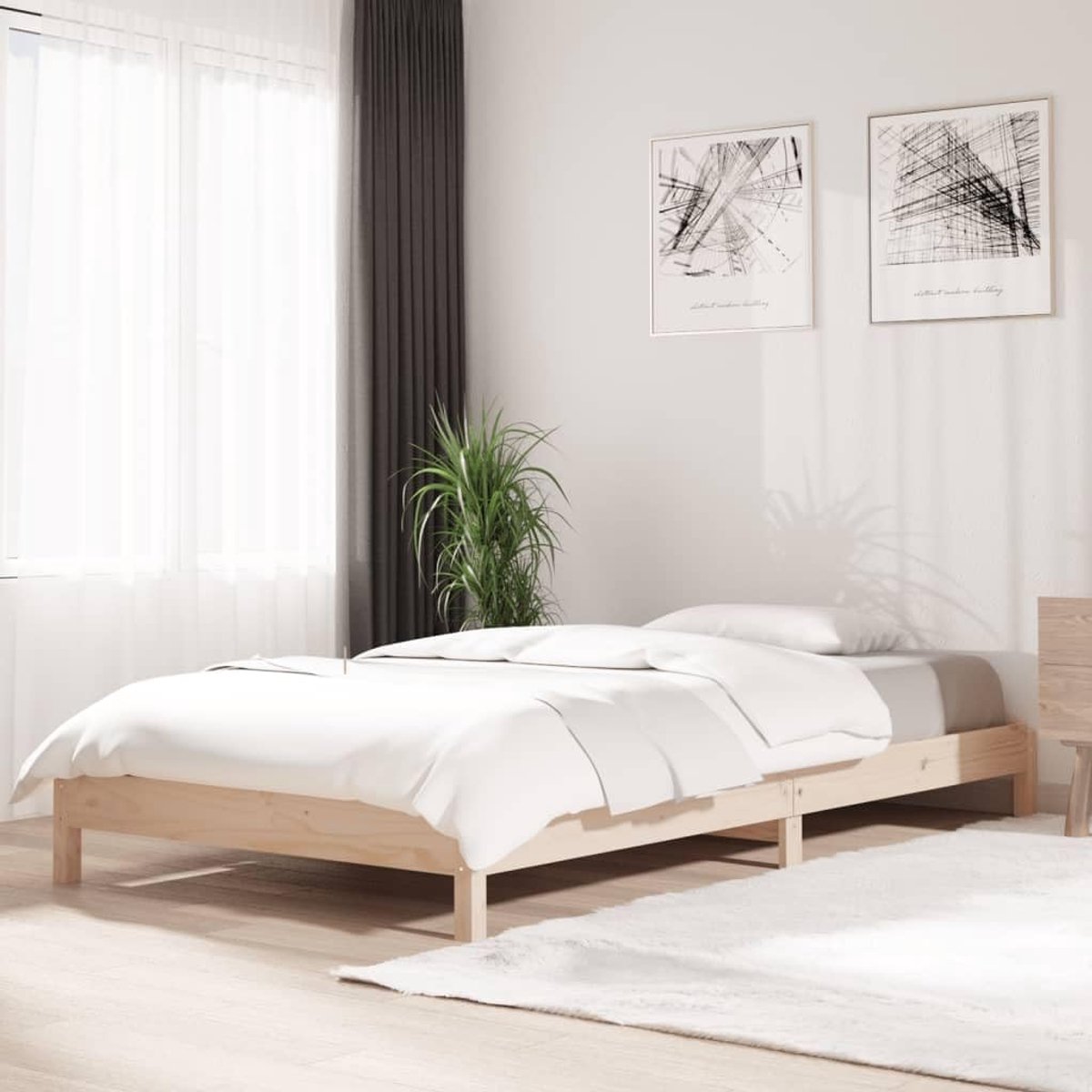 Massief grenenhout stapelbaar bedframe naturel 75x190 cm