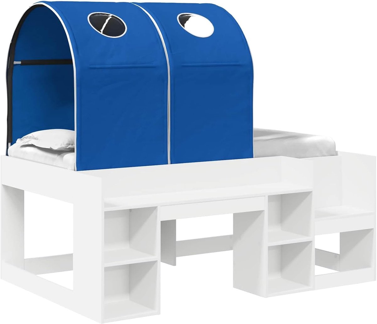 3 stuks, wit en blauw, technisch hout