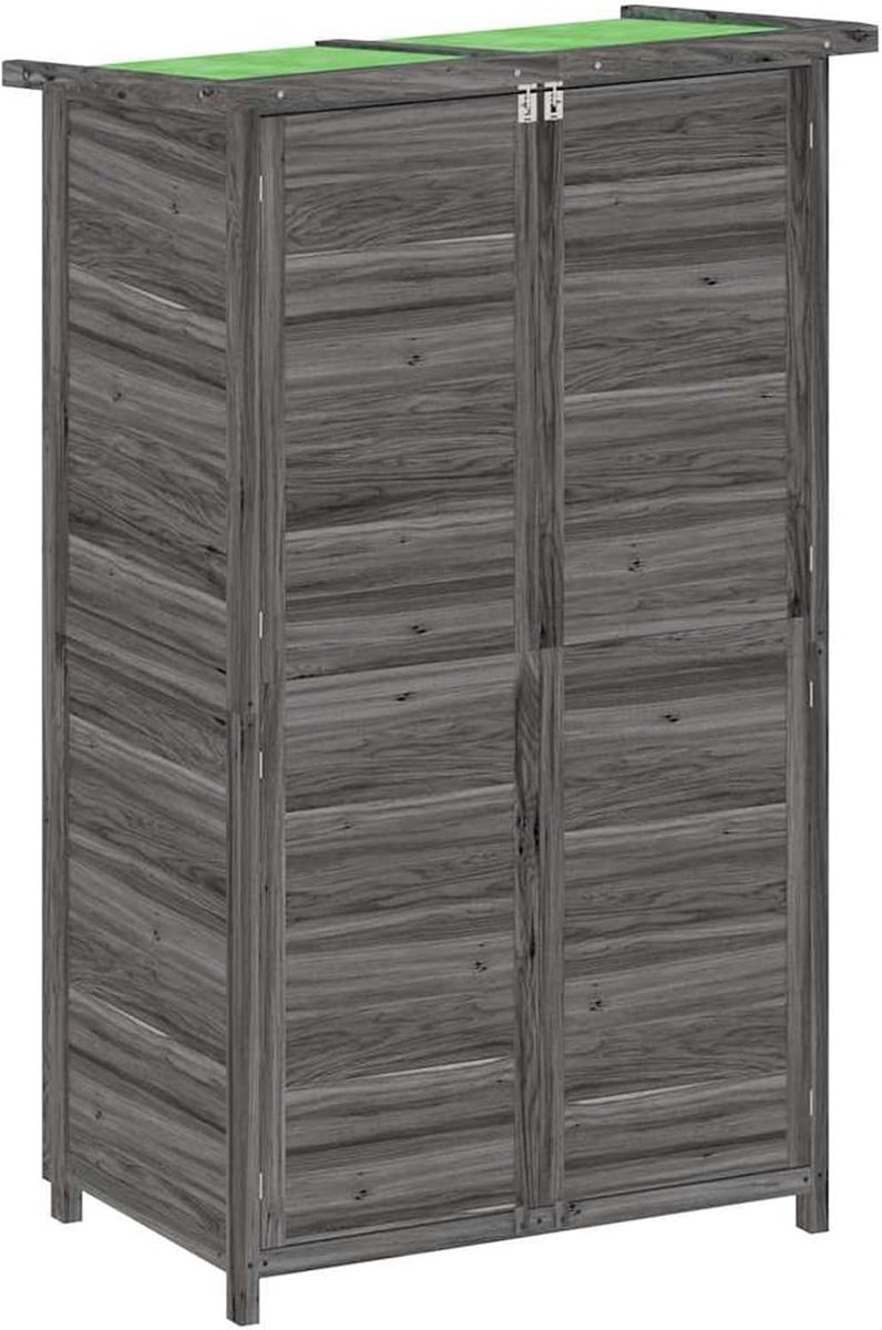Grijs, 83 x 57 x 140 cm, massief grenen, weerbestendig, regendicht, met schuin dak voor tuingereedschap, grasmaaiers en zwembadaccessoires buiten