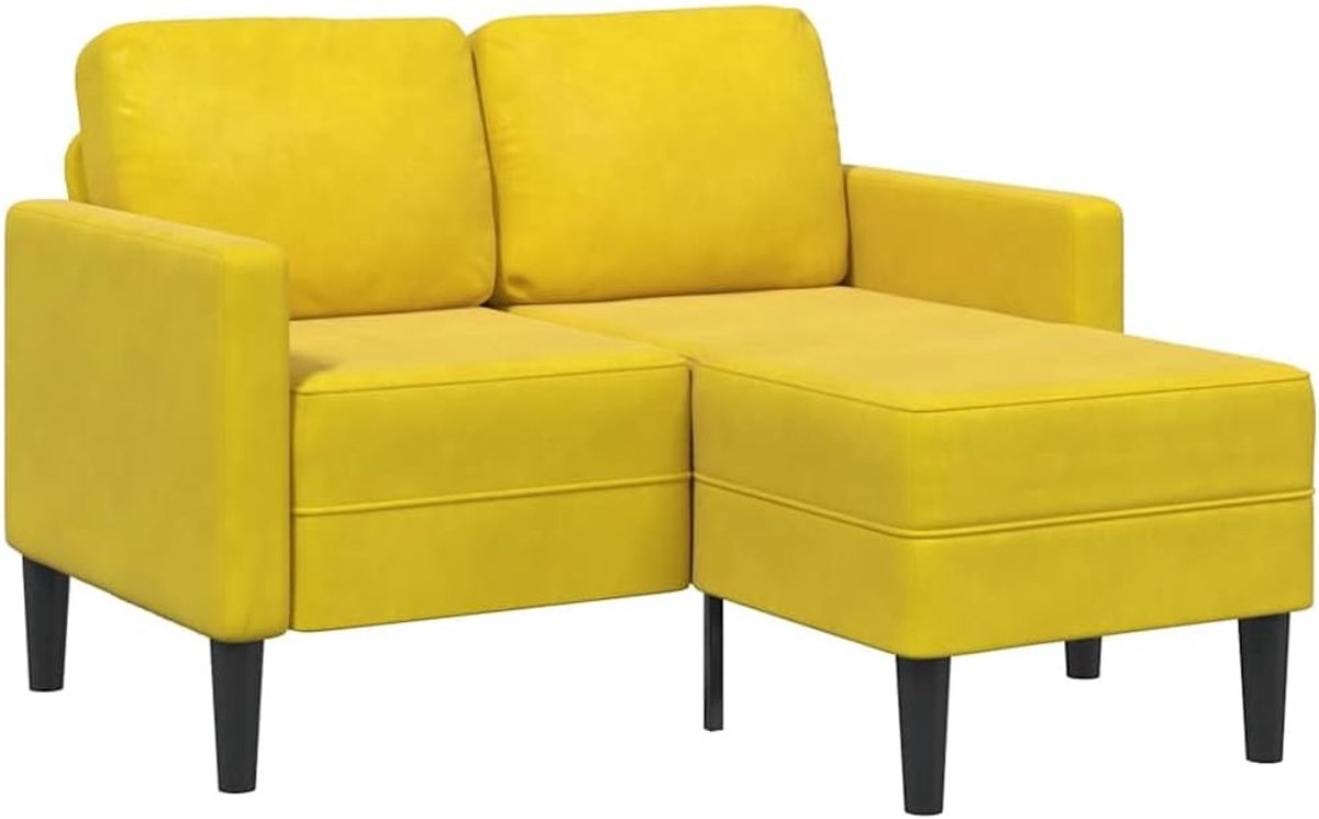 2-zitsbank met chaise longue in L-vorm, geel, 2-zitsbank in L-vorm, chaise lengte, zachte stof en stabiele structuur voor woonkamer, 125 cm